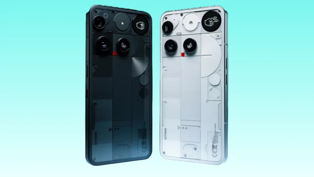 Nothing Phone 3 showing triple rear camera setup and Glyph Matrix micro‑LED display