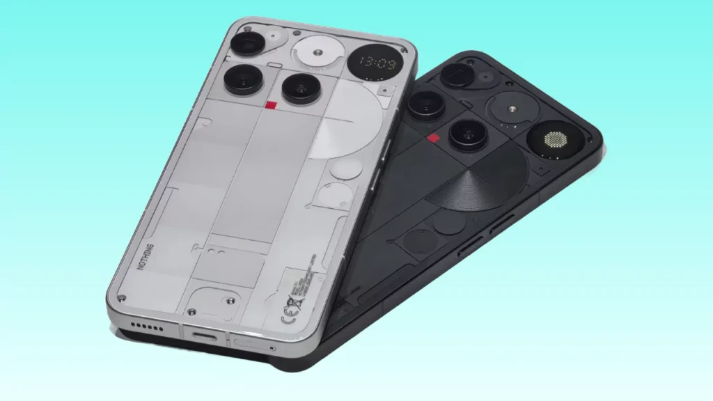 Nothing Phone 3 showing triple rear camera setup and Glyph Matrix micro‑LED display