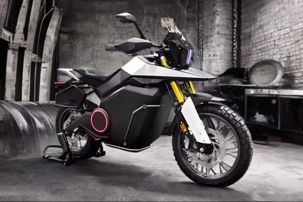 Side profile of Ola Adventure electric bike with rugged tires