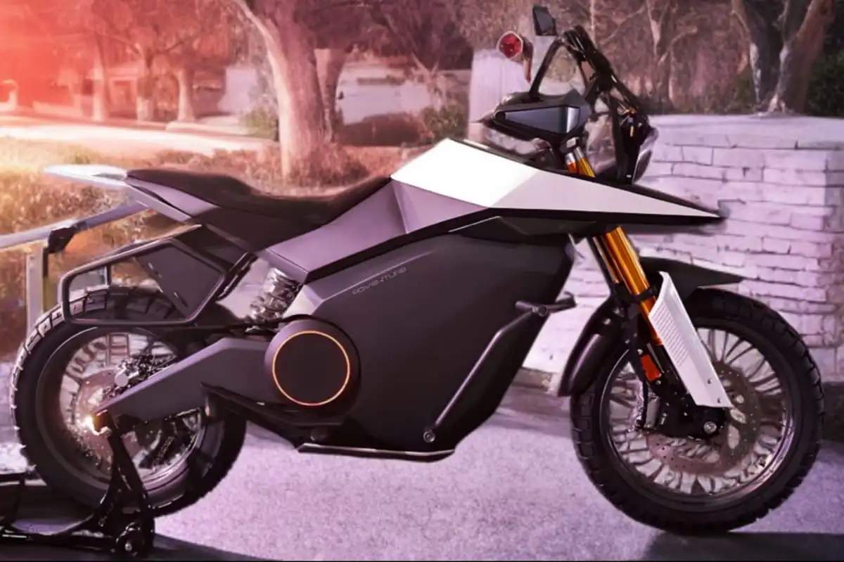 Front side of Ola Adventure electric bike with adventure-style headlight