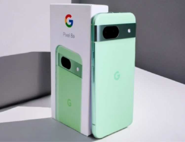 Google Pixel 8a showing front screen and rear camera design