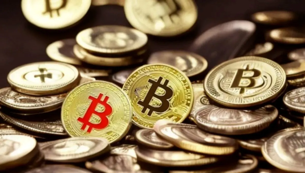 Many Bitcoin coins placed together showing crypto growth