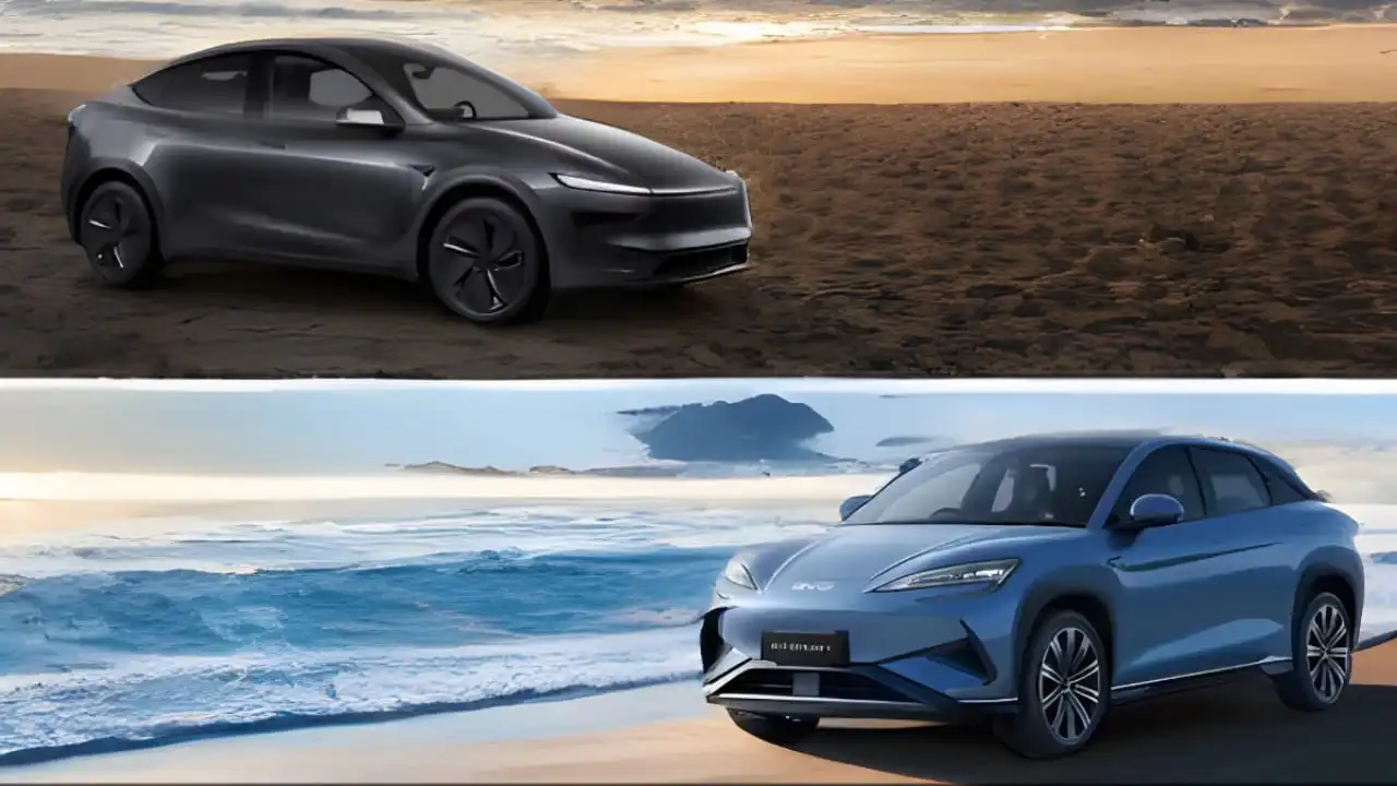 Tesla Model Y and BYD Sealion 7 side by side