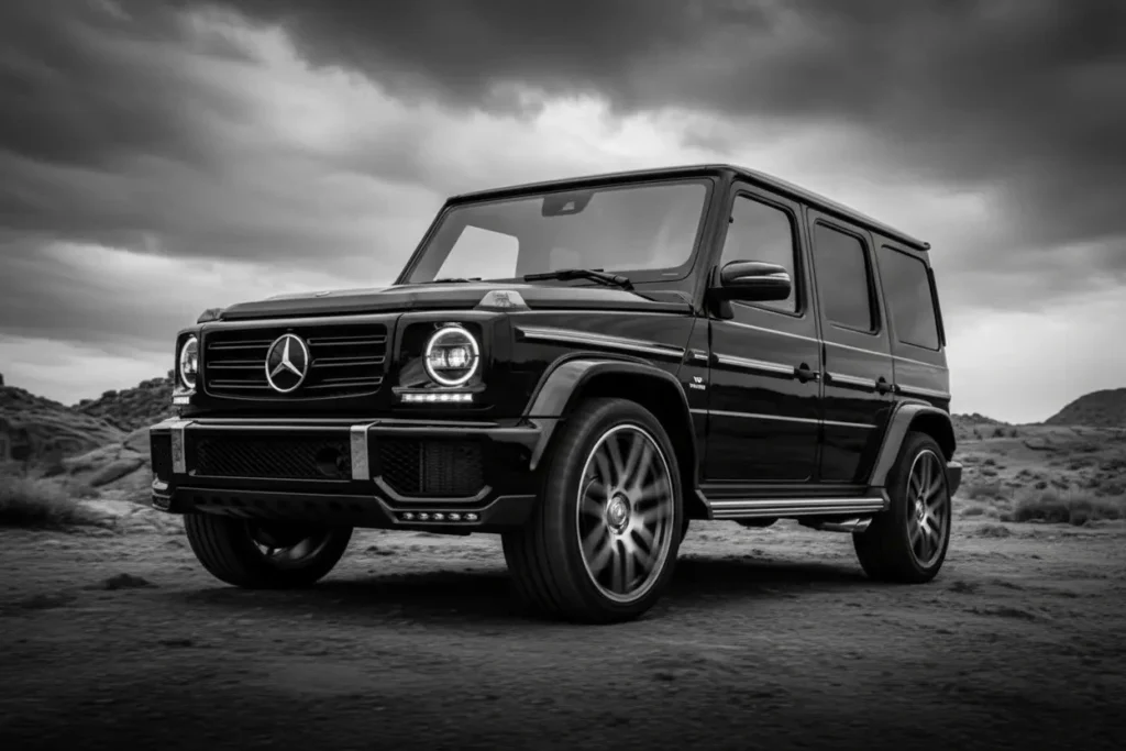 Mercedes Benz G Class front view with bold grille and 3.0L diesel engine power
