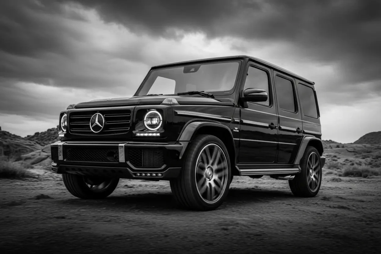 Mercedes Benz G Class front view with bold grille and 3.0L diesel engine power