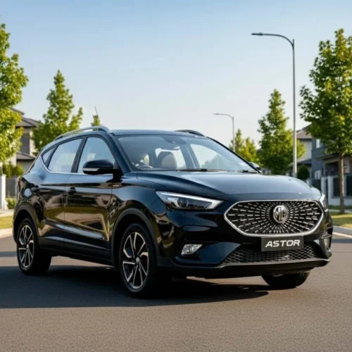 MG Astor 2025 front view with bold grille and LED headlamps