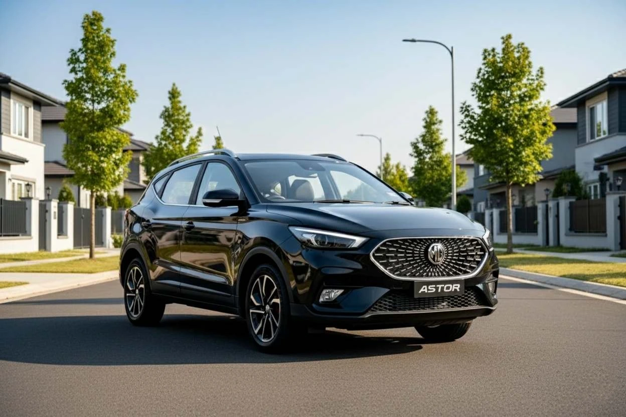 MG Astor 2025 front view with bold grille and LED headlamps